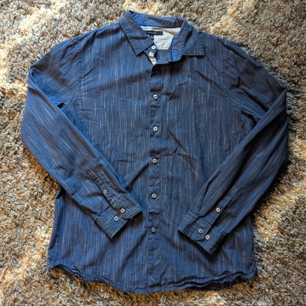 Tahari Men's Striped Button Down Shirt Size L